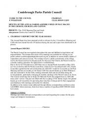 18th May 2021: Annual Parish Assembly