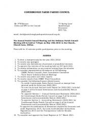 18th May 2021: Annual PC Meeting & Ordinary Meeting
