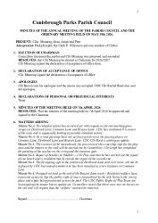 19th May 2026 Annual Parish Council Meeting/Ordinary Meeting